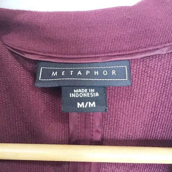 Metaphor Blazer Burgundy Size Medium Cotton Blend - Picture 2 of 4